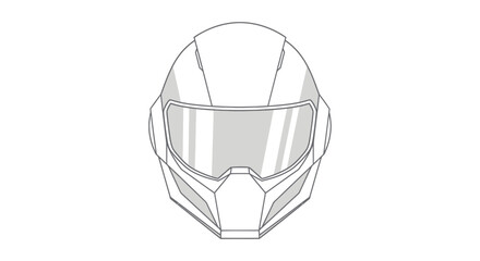 Futuristic Helmet Design with Visor and Angular Features Line Art Style.