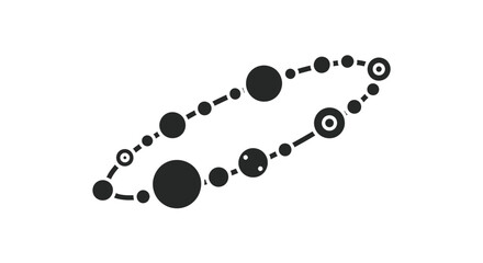 Stylized Galaxy Illustration with Planets and Stars in a Circular Arrangement.