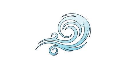 Stylized Blue Water Wave Symbol with Swirling Motion.