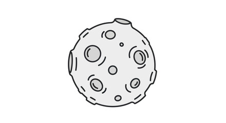 Cartoon Illustration of a Gray Moon with Craters.