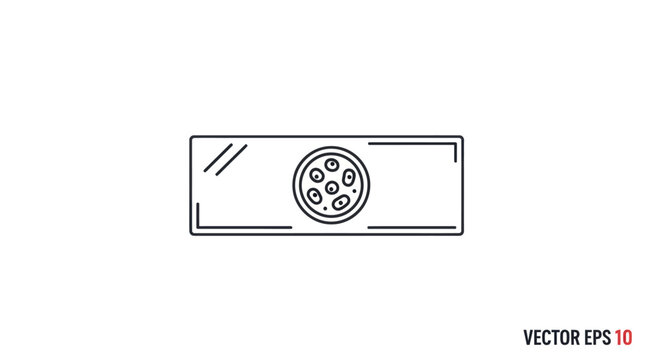 Microscope slide with cells line art icon.
