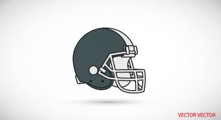 Vector Illustration of a Dark Green Football Helmet.