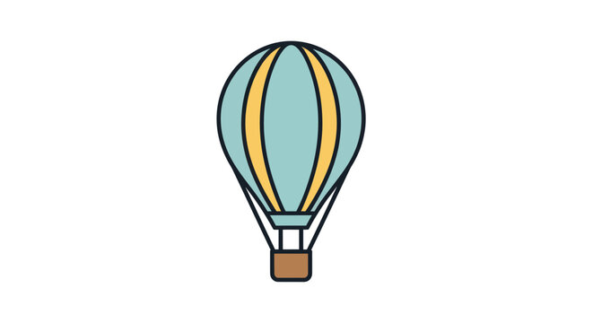 Stylized Illustration of a Vintage Hot Air Balloon with Blue and Yellow Stripes. - Powered by Adobe