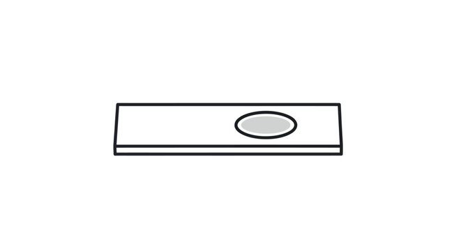 Simple Line Drawing of a Microscope Slide with Specimen.