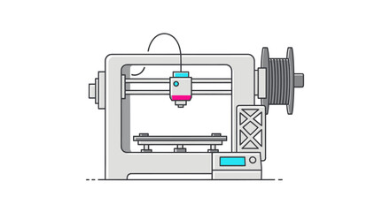 3D Printer Illustration: Modern Technology for Prototyping and Manufacturing.
