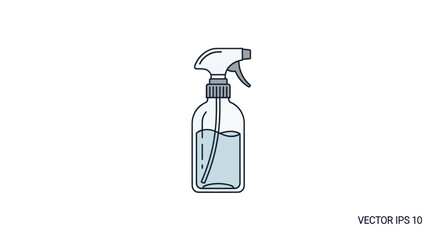 Illustration of a clear plastic spray bottle with liquid inside.