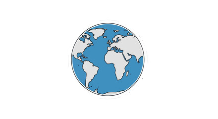 Stylized World Globe Illustration with Blue Oceans and White Continents.
