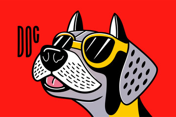 Vibrant Summer Dog Illustration with Sunglasses