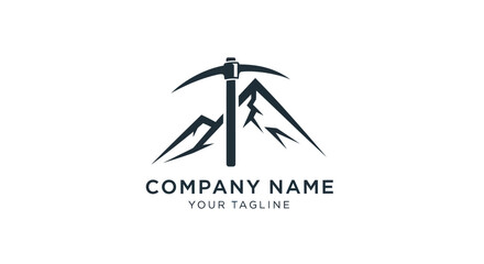 Mining company logo featuring pickaxe and mountain silhouette design.