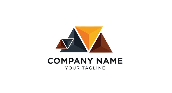 Abstract geometric triangle logo design with company name and tagline. - Powered by Adobe
