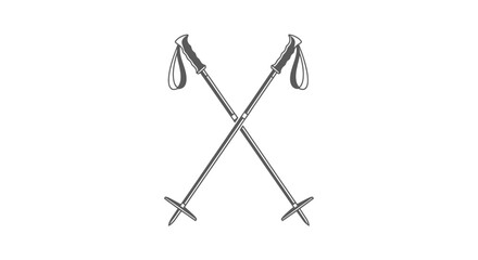 Crossed Sketch of Ski Poles with Hand Straps.