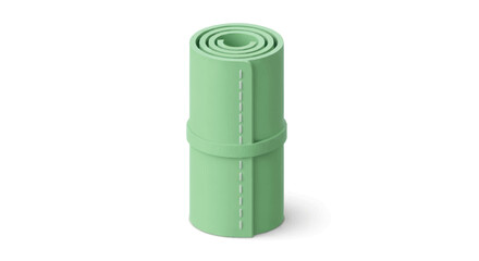 Rolled Light Green Yoga Mat for Exercise and Fitness.