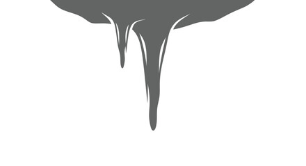 Abstract Grey Paint Dripping Downward with Unique Shape.