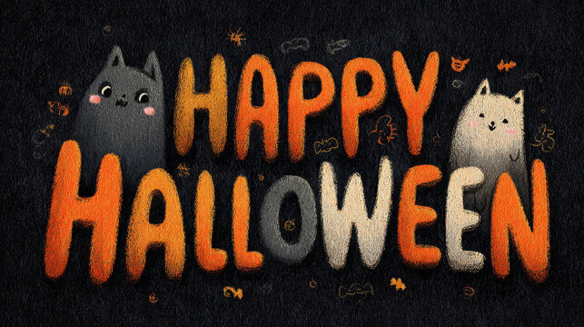 Cute Halloween Greeting with Cats