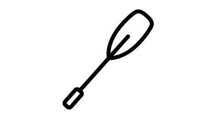 Simple Black Outline Paddle Icon for Water Sports.