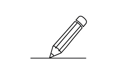 Simple Line Drawing of a Graphite Pencil Writing on a Horizontal Line.