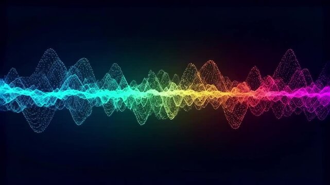 Abstract video soundwave with a colorful spectrum glow