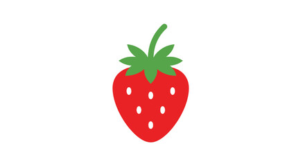 Simple Vector Illustration of a Red Strawberry with Green Stem.