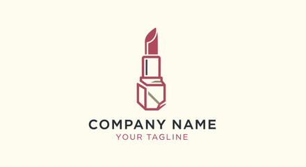 Elegant Lipstick Icon - A Minimalist Beauty and Cosmetics Logo Design.