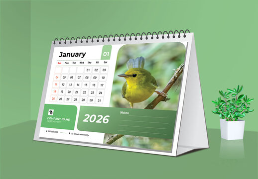 Creative Desk Calendar 2026 Design Layout