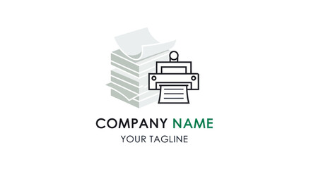 Printer and Stack of Paper Logo Design for Printing Services.