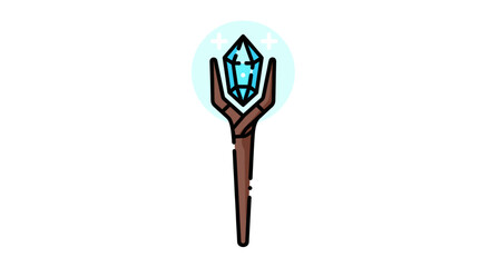 Mystical Crystal Staff with Glowing Blue Gemstone.