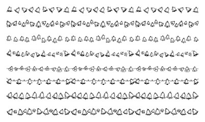 Fototapeta premium Jingle bell garland border brushes set — seamless christmas decorative pattern vector