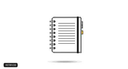 Open Spiral Notebook with Lined Pages and Bookmark.