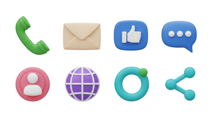 Set of 3d social media icons transparent background cutout png