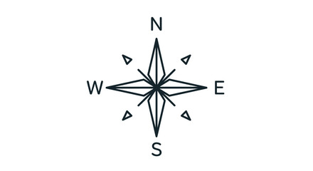 Stylized Compass Rose with Cardinal Directions and Intercardinal Points. © Leo