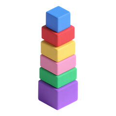 Obraz premium Stack of Colorful Cubes on Transparent Background, 3D Realism Graphic Asset