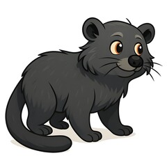 Fototapeta premium 빈투롱, 우측면, 애니메이션 아트, jpeg (Binturong, right side view, animation art, jpeg)