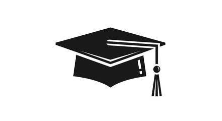 Simple black mortarboard graduation hat silhouette with a hanging tassel.