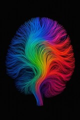 A tree-like brain of flowing colors, a concept for creativity and growth.