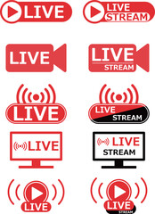 ライブ　ストリーム　配信　アイコン　セット