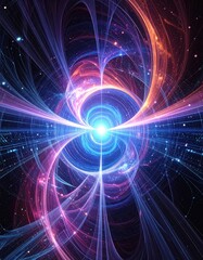Fototapeta premium Quantum Data Flow, Tech Background. Future technology digital abstract background concept 