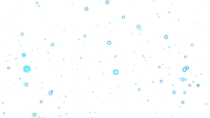 Light blue glowing particles falling on a transparent background, perfect for digital compositing. 3d render