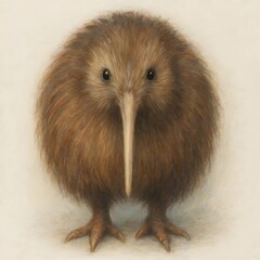 키위새, 정면, 클로즈업, 파스텔화, jpeg (kiwi bird, front view, close-up,  pastel painting, jpeg)