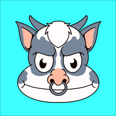 Angry Bull Head Cartoon Fierce Ox Mascot Illustration for Logo Esport Design