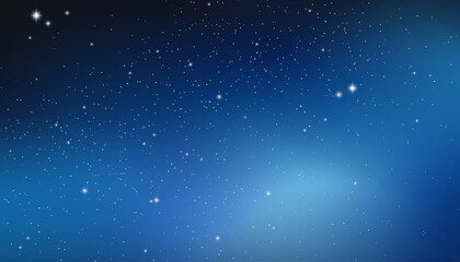 A winter night sky background with a dark blue frame, shimmering glitter, starry sky, and cosmic dust. Vector template for cards, banners, posters, and designs