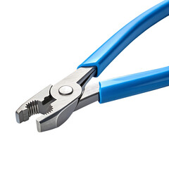 Fototapeta premium Close up of blue handled crimping pliers tool detail isolated on transparent background