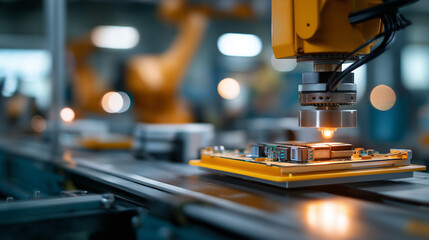 Close up of battery management system installation circuit boards and wiring visible EV electronics integration BMS technology automated assembly robotic precision work