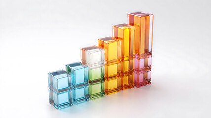 Naklejka premium Colorful Glass Block Chart: Visual Representation of Growth and Progress