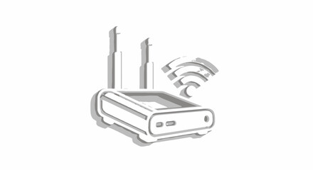 Modern Wireless Router with Signal Waves Icon.