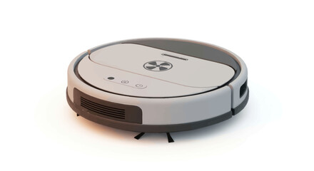 Fototapeta premium Modern Round Robotic Vacuum Cleaner with Rotating Brushes.