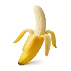 Half-Peeled Banana Isolated on Transparent Background