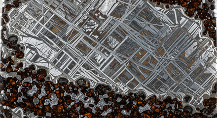 Rare-meteorite alloy of precious metals with a three-dimensional texture of the material.