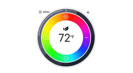 Smart Thermostat Displaying Temperature with Colorful Ring.