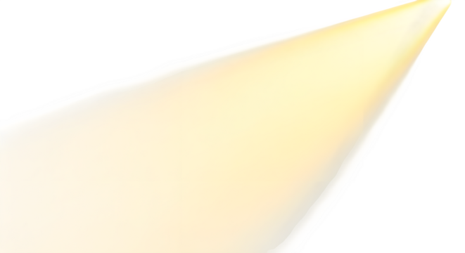 Abstract golden light beam spotlight effect isolated on white background for design overlay