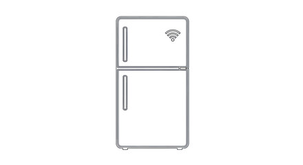 Smart Refrigerator Line Art with Wi-Fi Connectivity Icon.